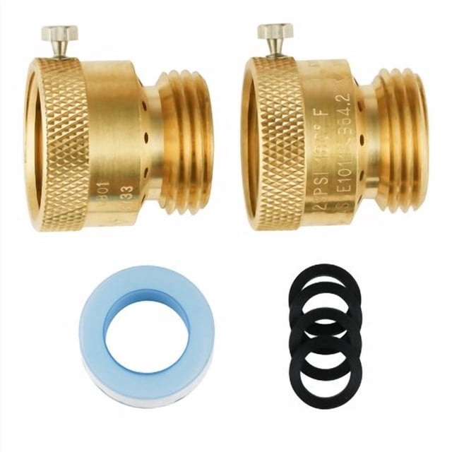 SUNGATOR 2-Pack Vacuum Breaker Set, 3/4 Inch Anti-Siphon Hose Bib Valve for Garden Spigot, RV, Solid Brass Anti-Backflow Valve with Tape