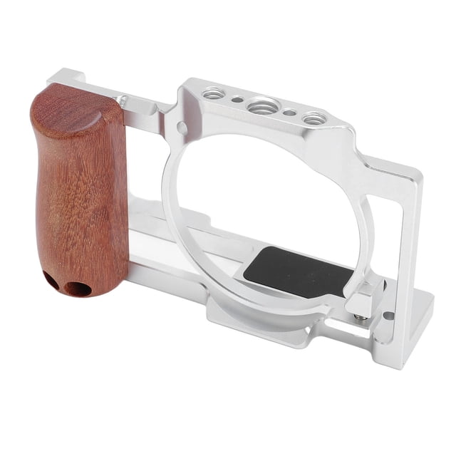 Camera Cage ZV1 Aluminum Video Rig W/1/4 Inch Screw Holes Cold Shoe Mount Wooden Handle for Microphone Light