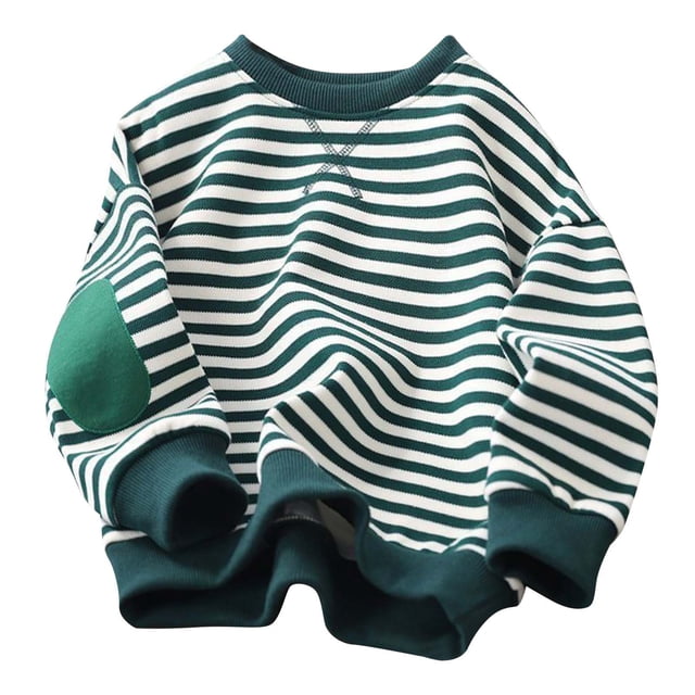 RXIRUCGD Chandail à Rayures Unisexe pour Enfants Filles Garçons à Manches Longues Col Ras du Cou Chandail Tendance Décontracté Chandail à Enfiler Hauts Chandails Tenues d'Automne Vêtements d'Hiver 2024, Chandail Vert pour Filles Taille 8-9 Ans