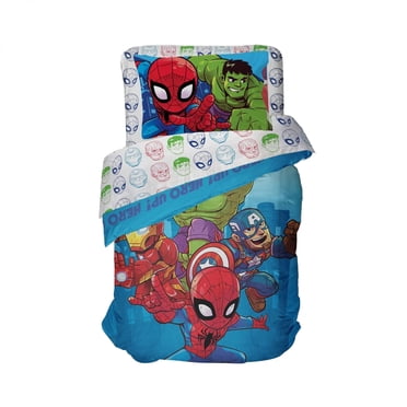 Marvel Super Hero Adventures Avengers Heroes Amigos 4 Piece Toddler Bed Set - Super Soft Microfiber Bed Set - Bedding Features Captain America, Hulk, Iron Man, & Spiderman (Official Marvel Product)