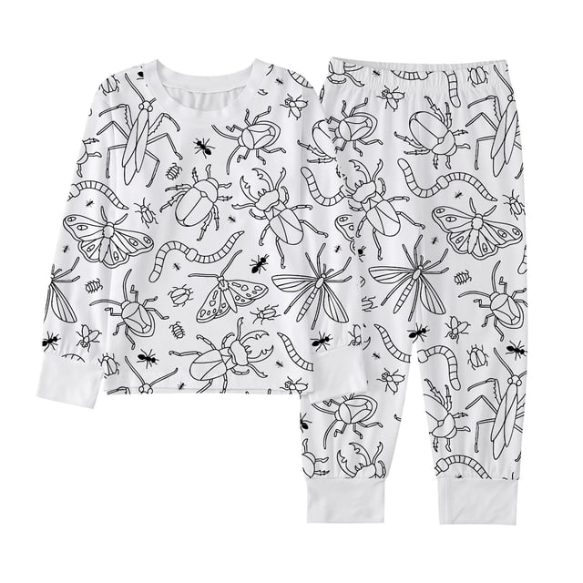 Ensemble de Pyjamas Deux Pièces pour Garçons à Imprimé Animal Colorable, Tenue de Nuit Confortable pour Enfants