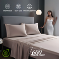 thumbnail image 2 of TOP SELL Ensembles de Draps de Luxe 100 % Coton 4 Pcs Ensemble 600 Fils Comprend Drap-Housse (Élastique Tout Autour) Drap Plat et Deux Taies d'Oreiller (Fermeture Enveloppe), 2 of 6