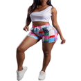 thumbnail image 2 of Wemen Beach Shorts Floral Print Elastic High Waist Short Pants, 2 of 5