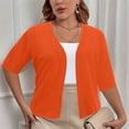 thumbnail image 2 of Mrat Cardigans pour Femmes Légers Cardigan Classique pour Femmes à Manches 3/4 Ouvert à l'Avant Court Chandail Cardigan Léger en Tricot Boléros Courts Grande Taille Cardigans S-6 Orange, 2 of 7