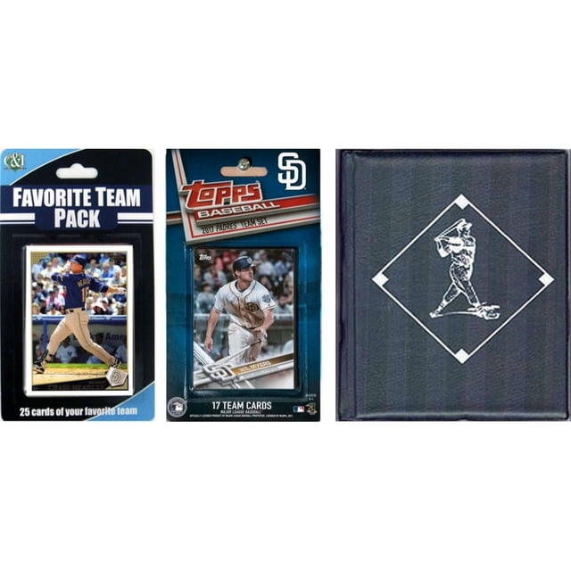 C&I Collectables MLB San Diego Padres Licensed 2017 Topps Team Set and Favorite Player Trading Cards Plus Storage Album