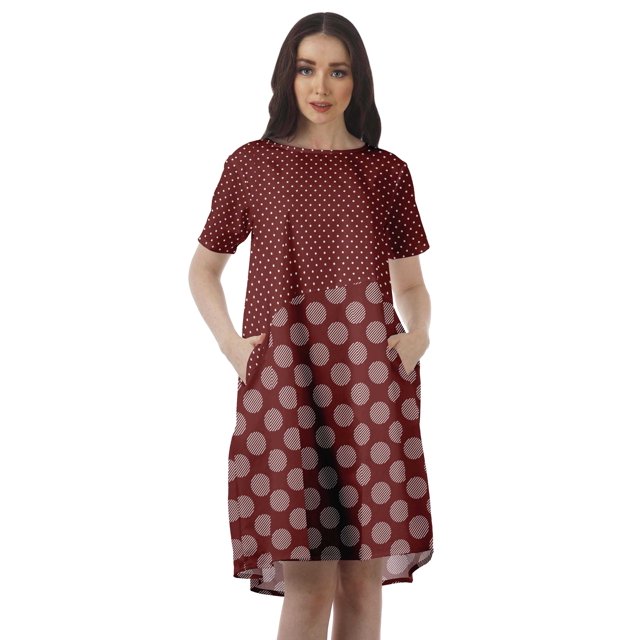 Moomaya Short Sleeve Dresses Plus Size Women Scoop Neck Mini Tunic Dresss