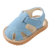 NOKIO Baby Roman Sandals Close-Toe Slip-On Beach Shoes with Soft Sole for Girls Boys First Walkers Lightweight Casual Summer Footwear