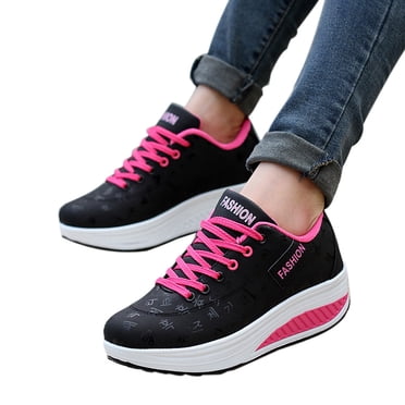 Women Casual Sport Fashion Walking Flats Height Increasing Swing Wedges Shoe
