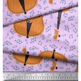 thumbnail image 3 of Soimoi Purple Cotton Voile Fabric Notes & Violin Musical Instrument Printed Fabric 1 Yard 42 Inch Wide, 3 of 3