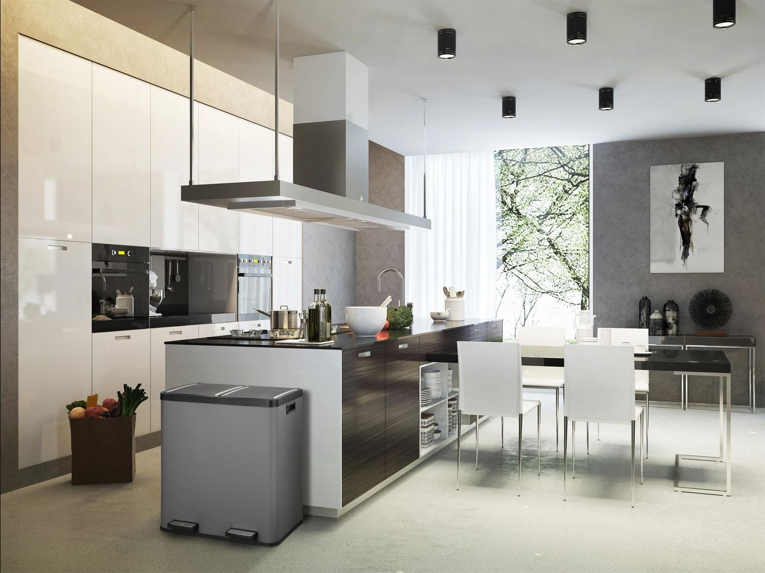 The Step N 'Sort grande capacité 70 L, poubelle à 2 compartiments et bac de recyclage