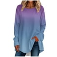 thumbnail image 1 of FAIWAD Women's Long Sleeve Tunic Tops Gradient Round Neck Trendy Spring Casual Pullover Tops, 1 of 5