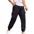 thumbnail image 1 of Dagugfen Mens Cargo Pants Fall Winter High Waist Drawstring Fitting Outdoor Camping Hiking Pants Pockets, 1 of 8
