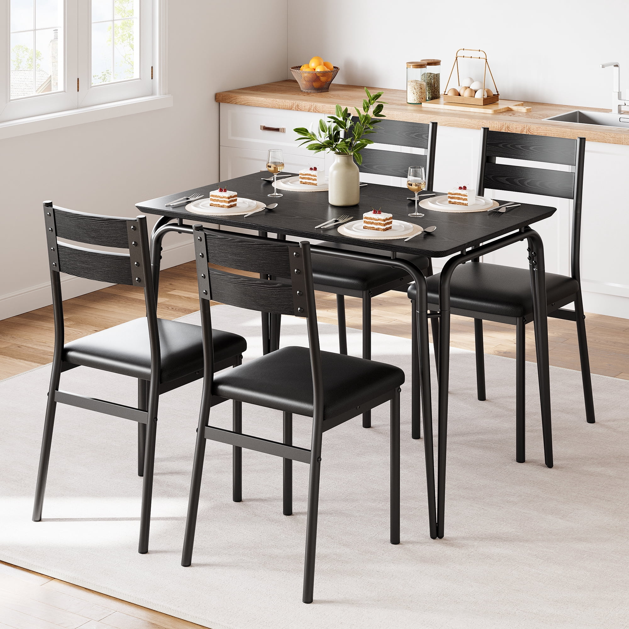 Ourlova Dining Table for 2, Small Square kitchen Dinner Table Set for 2,Space Saving Wood Modern Dinette With Upholstered,Dining Room Furniture