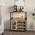 thumbnail image 1 of PIONEERWORKS 3-Tier Wine Bar Cabinet with Detachable Wine Rack and Storage Space, Buffet Cabinet with Glass Holder and Mesh Door, Sturdy MDF Construction for Dining Room Bar & Kitchen, 1 of 9