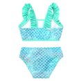 thumbnail image 4 of Miaeowve Toddler Baby Girls Mermaid Tankini Swimsuit Ruffle Flower Sleeve Swimwear Bathing Suits Green 12, 4 of 7