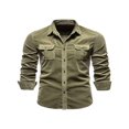 thumbnail image 1 of Men Button Down Shirts Cual Long Sleeve Lapel Collar Solid Color Slim Fit Corduroy Tops for Autumn, 1 of 7
