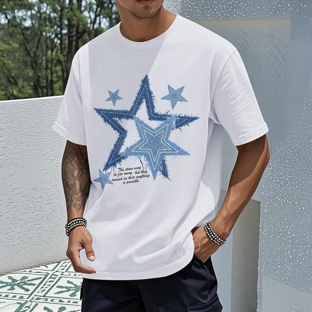 Men Star Graphic Shirt Y2k Oversized Shirts Streetwear Vintage
