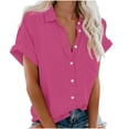 thumbnail image 1 of Birdeem Fashion Woman Causal Button Solid Blouse Short Sleeve T-Shirt Summer Tops, 1 of 1