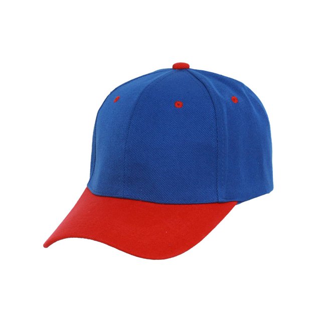 Casquette de Baseball Bicolore Ajustable, Bleu Royal Rouge
