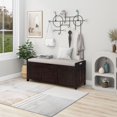 thumbnail image 3 of Noble House Banc de Rangement Style Ferme, 3 Portes à Persiennes, Coussin Amovible, Rangement Dissimulé, Espresso, 3 of 14
