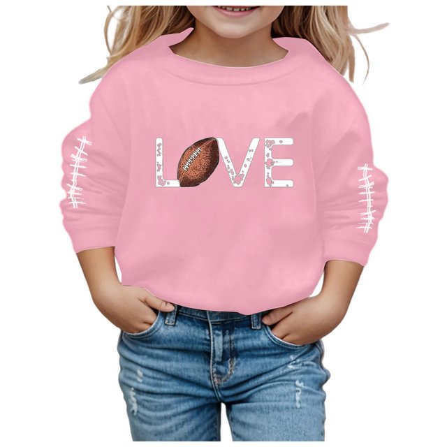 PMVFHDE Chandails en Molleton pour Enfants Garçon Fille Unisexe Manches Longues Chandail en Molleton Doux Graphique Enfants Mignon Col Rond Pulls Haut Vêtements pour Filles Rose,150