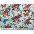 thumbnail image 3 of Soimoi Poly Georgette Fabric Leaves, & Peony Floral Printed Craft Fabric by The Yard 52 Inch Wide, 3 of 3