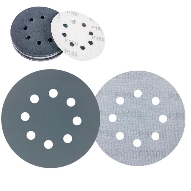 10 Pcs Disques de Ponçage à Crochets et Boucles de 5 Pouces à 8 Trous Papier Sablé Rond Rouge, Tampons de Papier Sablé Ronds à Crochets et Boucles, Tampons de Papier Sablé en Oxyde d'Aluminium, pour Ponceuse Orbitale Aléatoire J5T4