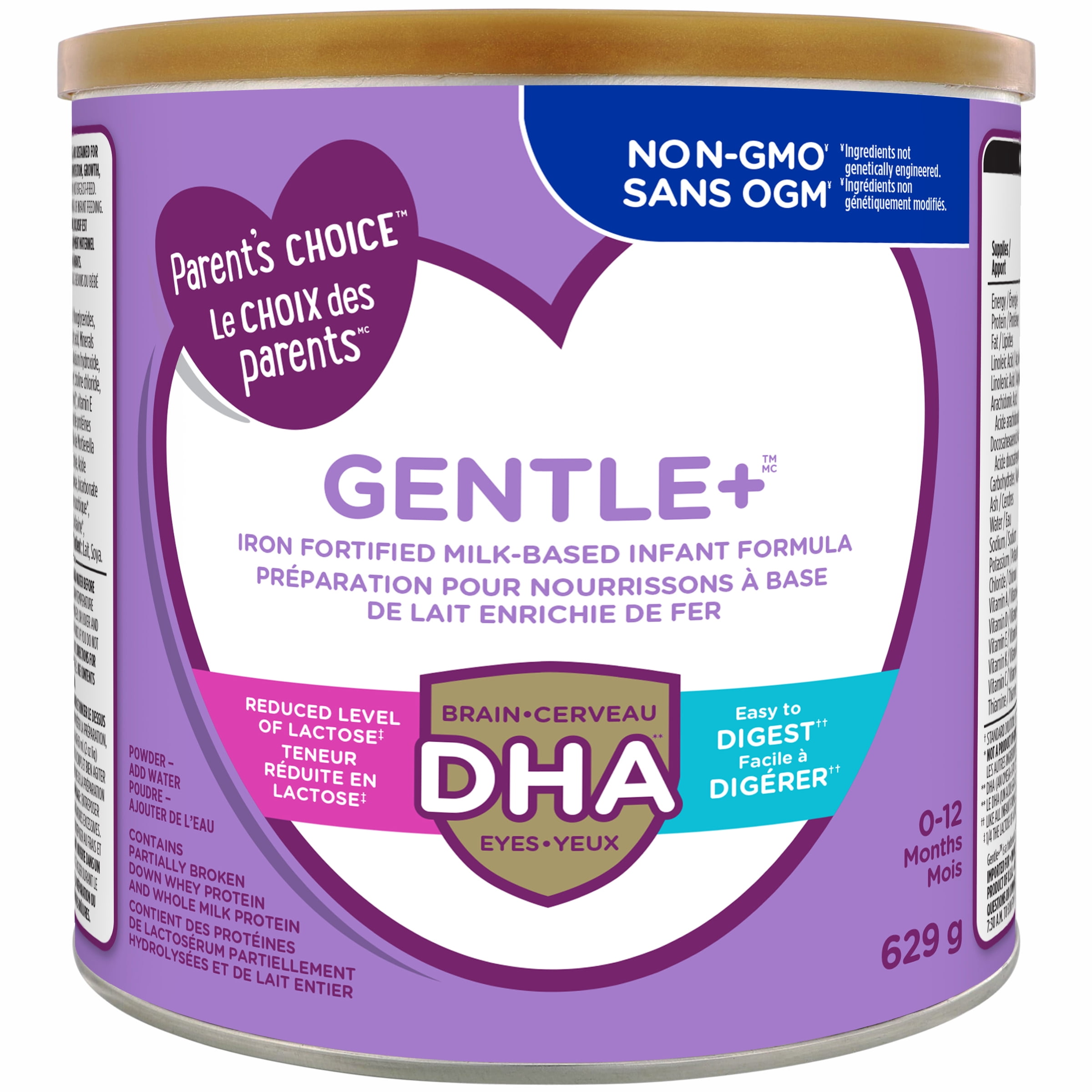 Parent’s Choice Gentle+ Iron Fortified Infant Formula Powder with DHA, 0-12 Months, 629g