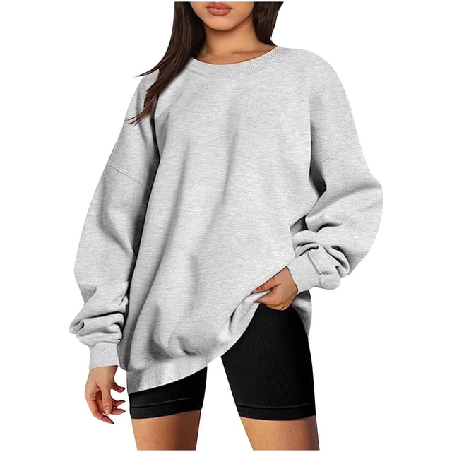 DPTALR Femmes Solide Col Rond Velours Automne et Hiver Manches Longues Chandails à Capuchon Tops