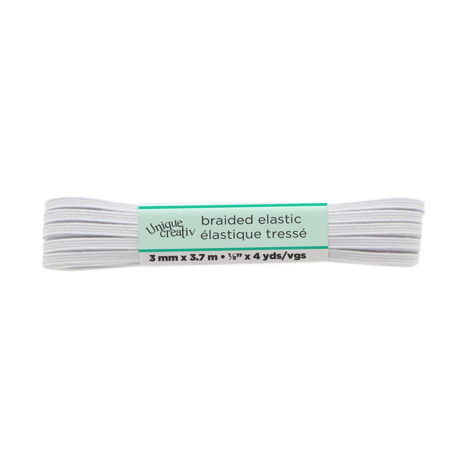 UNIQUE CREATIV blanc Braided Elastic, 3 mm (0.12 in), 7 m (7.66 yd)