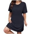 thumbnail image 2 of UPPADA Robe T-Shirt Décontractée d'Été pour Femme Grande Taille Sans Manches Évasée avec Poches Col Ras du Cou Plissée Robe Débardeur Coupe Ample Boho Robes de Plage Noires,TTTG, 2 of 5