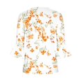 thumbnail image 5 of Femmes Tops Top Floral Impression V-Cou à Manches Courtes T-Shirt Beige L, 5 of 5