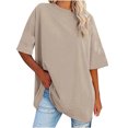 thumbnail image 2 of CEHVOM Nouveau Haut Ample à Manches Courtes en Coton Col Rond pour Femmes en Liquidation, 2 of 6