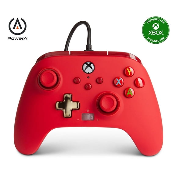 PowerA Enhanced Wired Controller for Xbox – Red; gamepad, wired video game controller, gaming controller, Xbox Series X|S