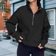 thumbnail image 2 of Stand Collar Fall Clothes Half Zip Women Solid Color Daily Outfit (Coffee XL), 2 of 6