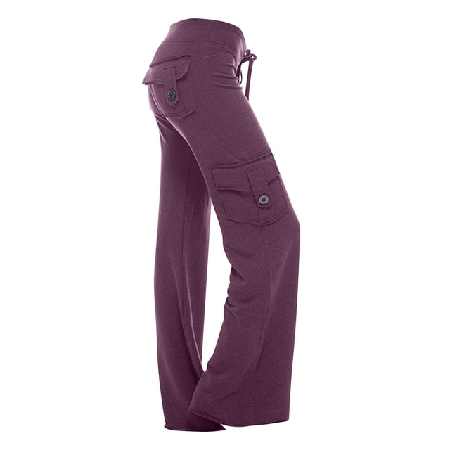 AherBiu Pantalon de Yoga Grande Taille pour Femmes Jambe Droite Taille Basse Extensible Confortable Pantalon de Détente