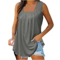 thumbnail image 1 of Timegard Camisoles pour Femmes à Encolure Carrée Plissée Sans Manches Confortables Chic Décontracté Tunique Haut Chemise Blouse, 1 of 7