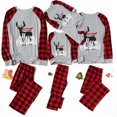 thumbnail image 1 of Matching Family Christmas Pajamas Set, Cute Letter Reindeer Print Raglan Sleeve Tee Top + Plaid Pants Set Sleepwear, 1 of 6