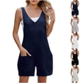 thumbnail image 4 of yoeyez Workout Romper for Women,Women Sleeveless V Neck Pockets Jumpsuits Solid Color Backless Fashion Playsuits Rompers Jumpsuit Gray,XXL, 4 of 7