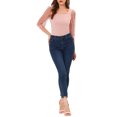 thumbnail image 2 of INSPIRE CHIC Blouse pour Femme à Pois, Encolure Carrée, Maille Semi-Transparente, Manches 3/4, 2 of 6