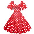 thumbnail image 1 of Robes d'Été pour Femmes 2023 Robes pour Femmes Liquidation Dames Pois Bouffant Manches Courtes Col en V Imprimé Robe de Soirée Taille Haute, 1 of 8