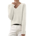 thumbnail image 2 of Timegard Womens Sweaters V Neck Knit Pullover Fall Winter Casual Fitting Comfy Long Sleeve Bottom Tops, 2 of 5