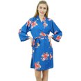 thumbnail image 1 of Bimba Women's Floral Printed Blue Georgette Bridesmaid Robe Coverup Wrap-20, 1 of 10