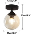 thumbnail image 2 of KCO Lighting Black Globe Semi Flush Mount Ceiling Light, Amber Glass Ceiling Light, Mid Century Modern Overhead Light, 2 of 8