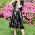 thumbnail image 4 of LOVZFMLL Robe pour Enfant 3-8 Ans, Mode, Couleur Unie, Paillettes, Fermeture Éclair, Manches Courtes, Col Rond, 4 of 5