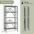 thumbnail image 3 of Gymax 2PCS Foldable Storage Shelf w/ Wheels Adjustable Shelves Metal Shelving Unit, 3 of 9