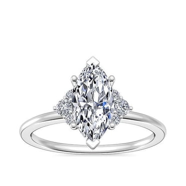 0,70 Ct Pureté VS1 Couleur F-G Marquise Diamond Naturel Superbe Bague de Fiançailles Halo pour Femme en Or Blanc Massif 14K Taille 7,5