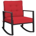 thumbnail image 3 of Costway Patio Rattan Rocker Chair Outdoor Glider Wicker Rocking Chair Cushion Lawn Red, 3 of 8