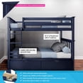 thumbnail image 2 of BEDSMART Solid Wood Twin Over Twin Bunk BedWith Storage | Blue, 2 of 7