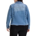 thumbnail image 4 of GRACE & GRANDEUR Women's Plus Size Washed Button Front Frayed Denim Jacket Light Blue 2X, 4 of 8